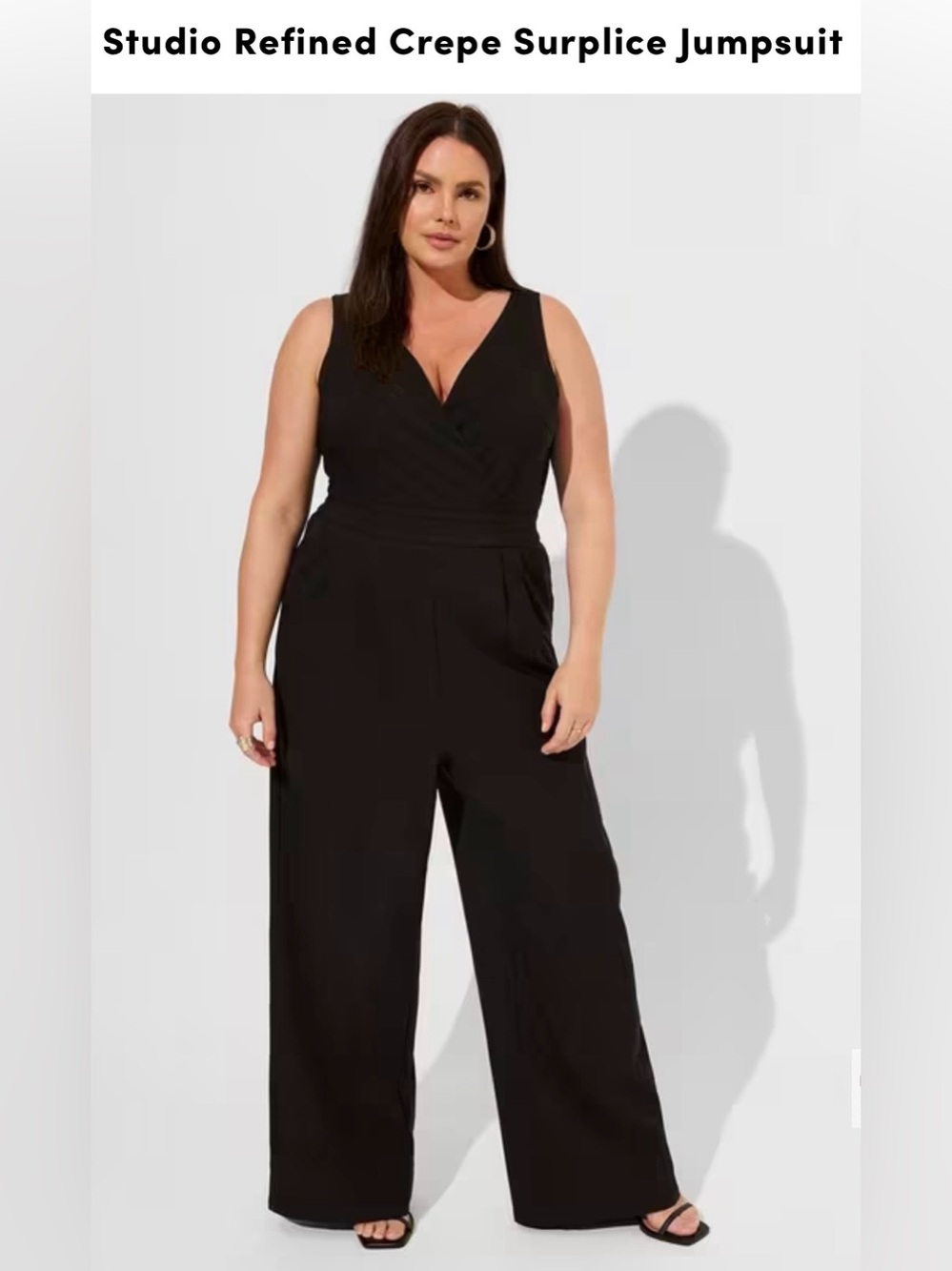 Torrid Studio Refined Crepe Surplice V-Neck Jumpsuit - Black - Size 16